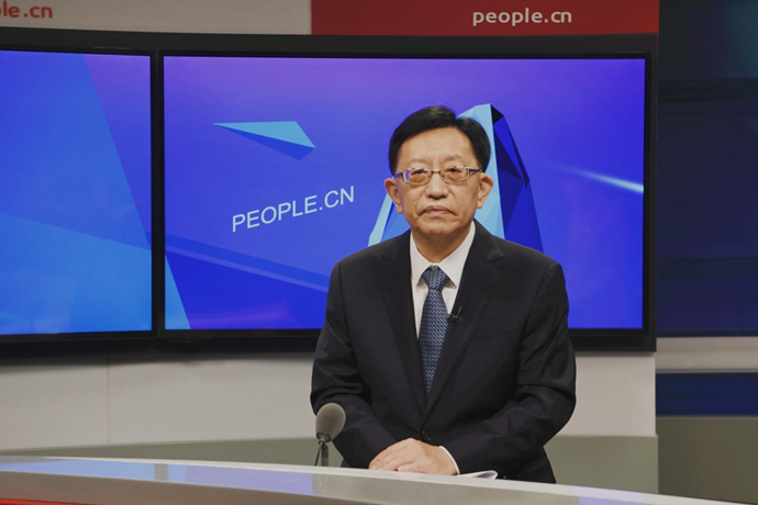 中國節(jié)能環(huán)保集團(tuán)有限公司黨委書記、董事長宋鑫做客人民網(wǎng)。人民網(wǎng)記者 王曉嘯 攝